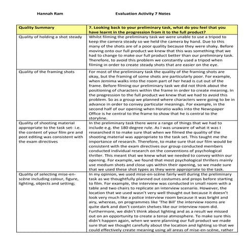 G321 evaluation acitivity 7 notes