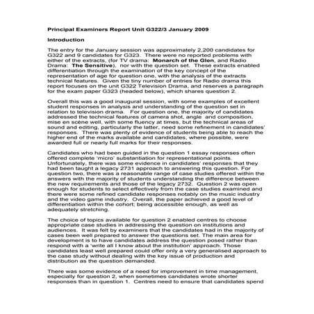 G322 Report (OCR Media Conference 2009)