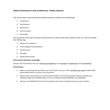 G322 video games notes