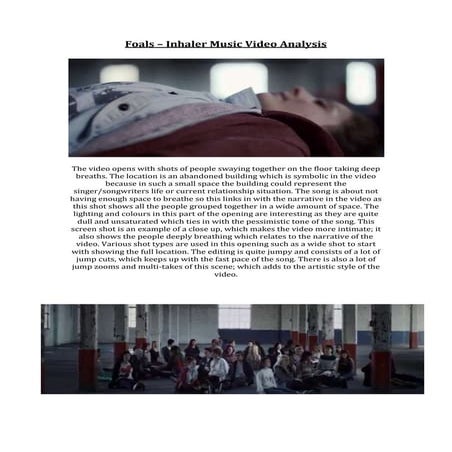 Foals - Inhaler Video Analysis & Digipak | DOCX