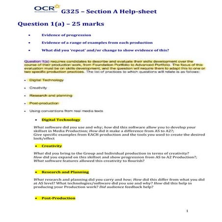G325 – section a help