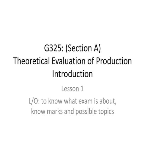 G325 section a intro