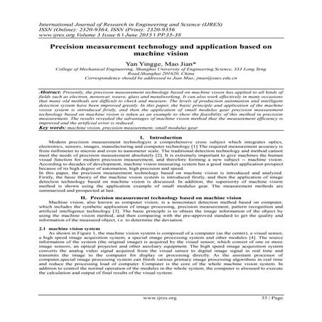 Precision measurement technology and application based on machine vision