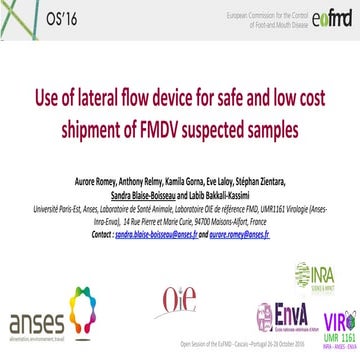 Rapid, on site, diagnosis of FMD and safe and cost-effective shipment ...