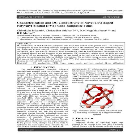 Characterization and DC Conductivity of Novel CuO doped Polyvinyl Alcohol (PV...