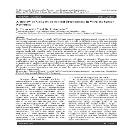 A Review on Congestion control Mechanisms in Wireless Sensor Networks