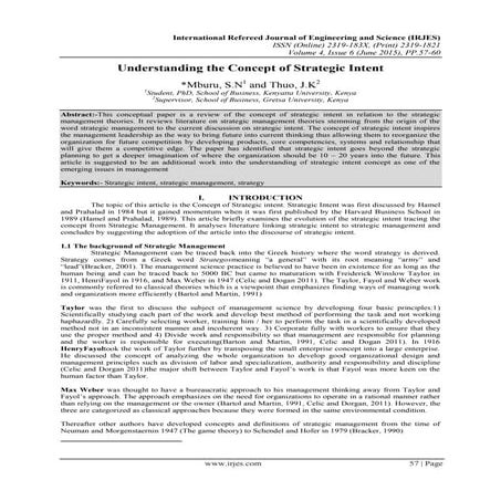 Understanding the Concept of Strategic Intent