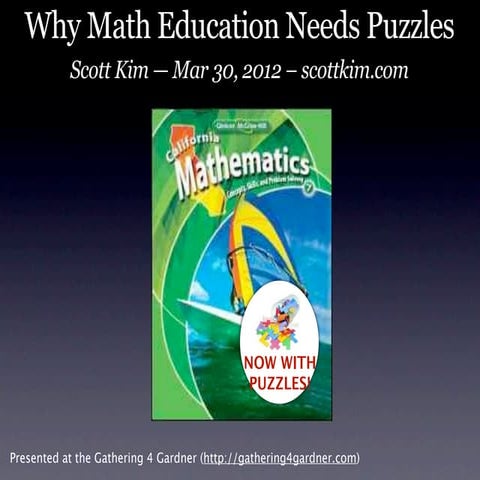 Why Math Education Needs Puzzles