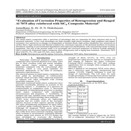 “Evaluation of Corrosion Properties of Retrogression and Reaged Al 7075 alloy...