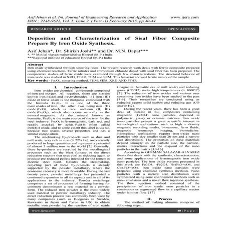 Deposition and Characterization of Sisal Fiber Composite Prepare By Iron Oxid...