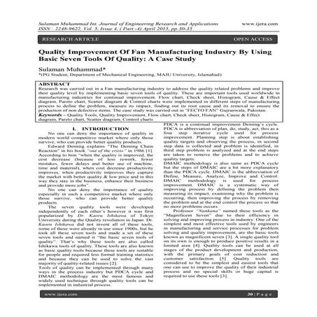 Quality Improvement Of Fan Manufacturing Industry By Using Basic Seven Tools ...