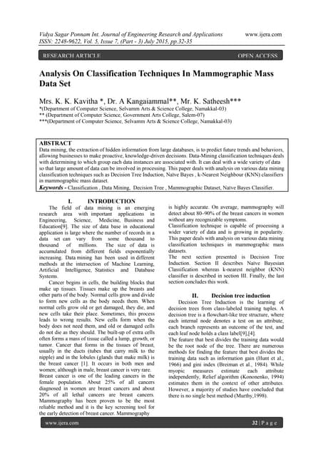 Analysis On Classification Techniques In Mammographic Mass Data Set