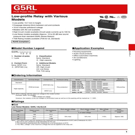 Original Relay G5RL 1A 12V New Omron 