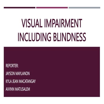 ED 7 REPORT VISUAL IMPAIRMENT INCLUDING BLINDNESS (INCLUSIVE EDUCATION)
