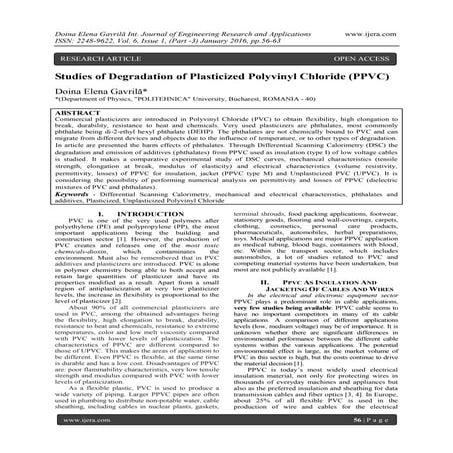 Studies of Degradation of Plasticized Polyvinyl Chloride (PPVC)