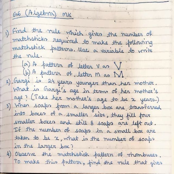 ICSE Grade 7 Mathematics Algebraic Expressions Worksheet (MLA) | PDF