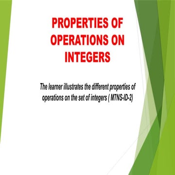 PROPERTIES OF THE OPERATIONS ON INTEGERS | PPTX