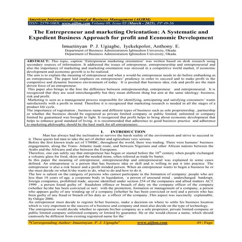 American International Journal of Business Management (AIJBM).