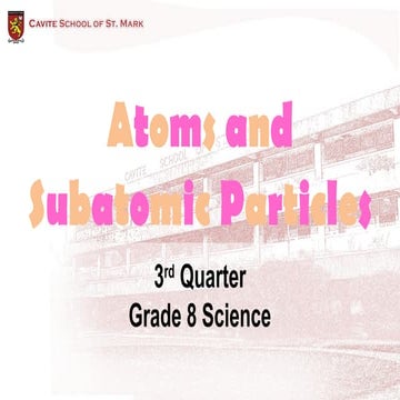 atoms and subatomic particles for grade 8
