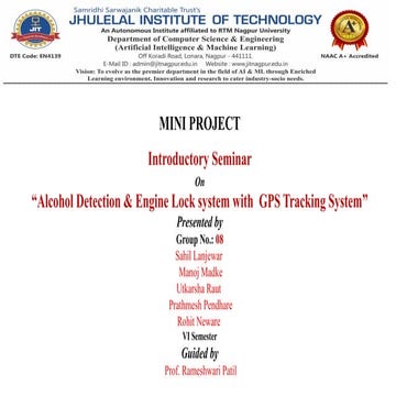 G8 mini project for  alcohol detection and engine lock system with GPS tracki...
