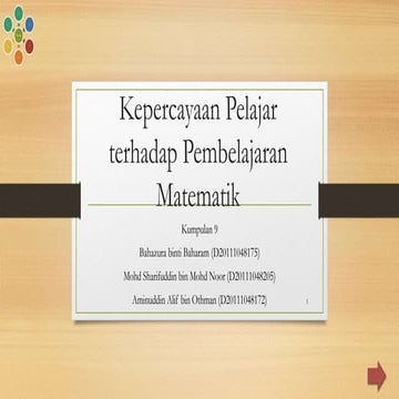 Kepercayaan Pelajar terhadap Pembelajaran Matematik