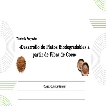 Development of Biodegradable Plates from Sawdust and Coconut Fiber - Desarrol...