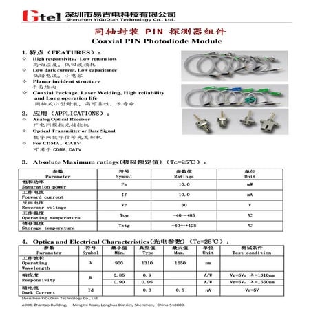 Coaxial ingaas photodiode module