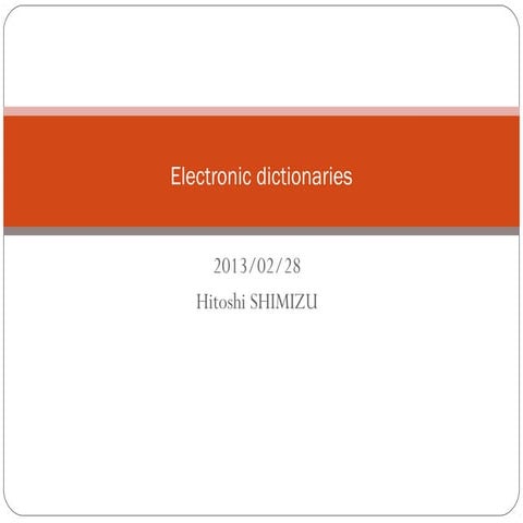 Elecronic Dictionaries | PPT