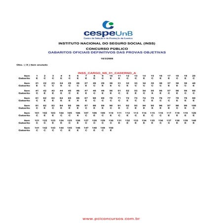 Gabarito inss 2008 (d)