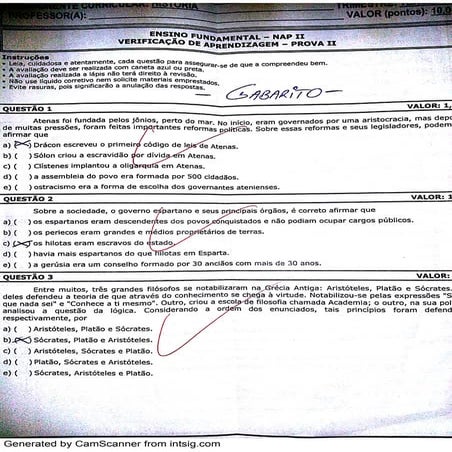 Gabarito p2 3 trim 2013