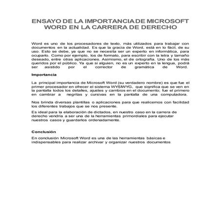 Ensayo importancia de word en la carrera de derecho | DOCX