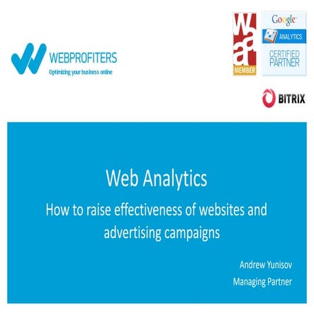Web Analytics. How to raise effectiveness of websites and advertising campaigns