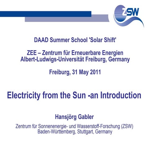 Photovoltaics - Markets and Technologies 2010