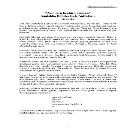 Gabriel aresti, kronika