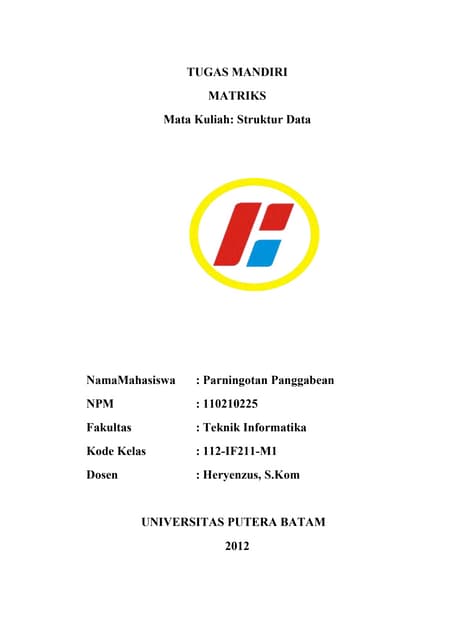 Makalah Matriks dalam Struktur Data