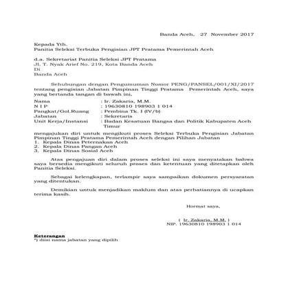 Bahan Administrasi Calon JPT Pratama Prov. Aceh