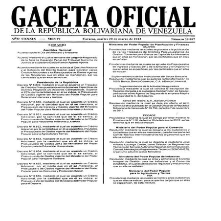 Gaceta oficial 39887 decreto dia del artesano