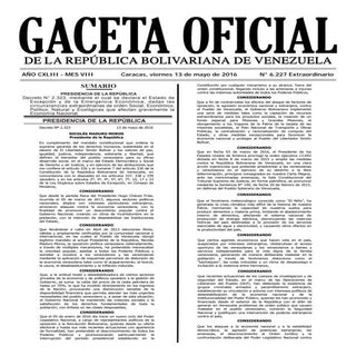 Gaceta oficial extraordinaria nº 6.227