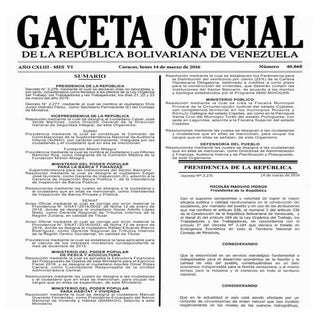 Gaceta oficial número 40.868