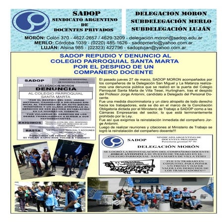 Gacetilla SADOP  2014