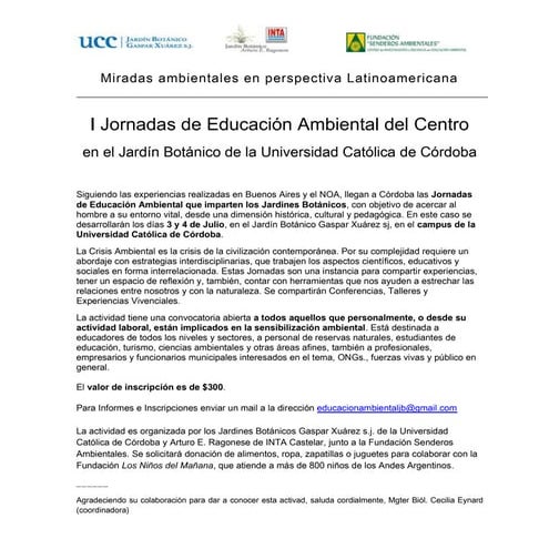 Gacetilla jornadas de educacion ambiental del centro en el Jardín Botánico de...