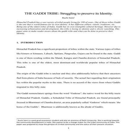 The Gaddi Tribe : struggling to preserve its identity. | PDF