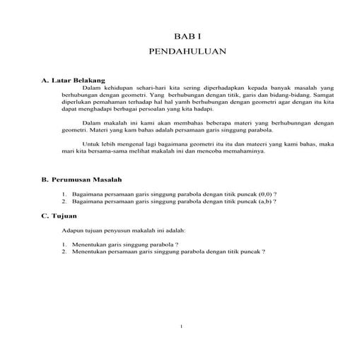 PERSAMAAN GARIS SINGGUNG PARABOLA GAD II