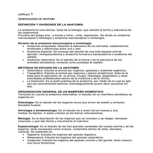 Introducción al estudio de la anatomía descriptiva veterinaria.