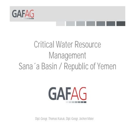 Critical Water Resource Monitoring - Sana´a Basin / Yemen