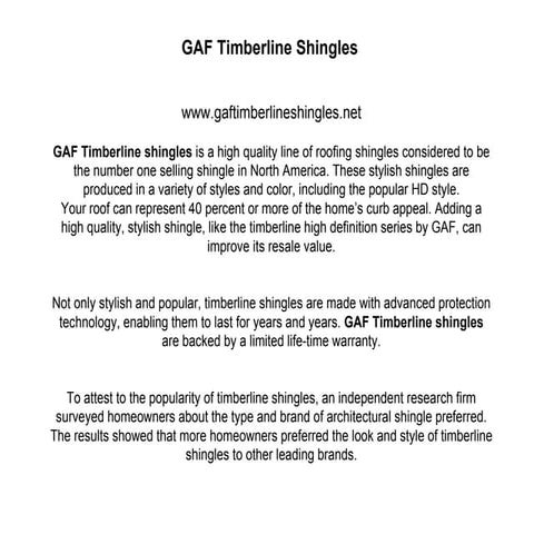 Gaf timberline shingles