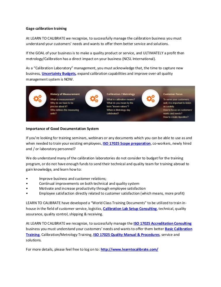 Gage calibration training