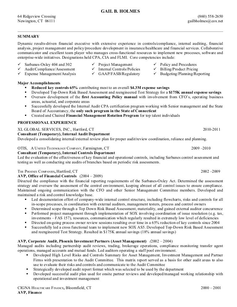 It internal auditor resume