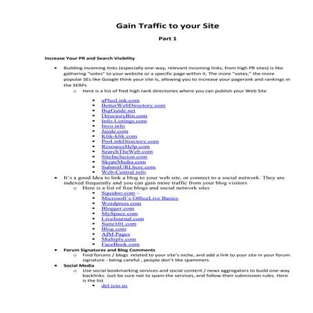 Gain Traffic To Your Site