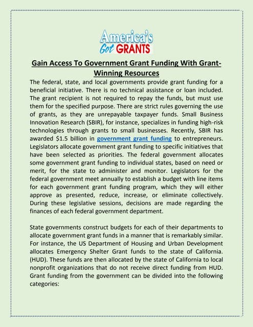 Government Grants Powerpoint | PPT